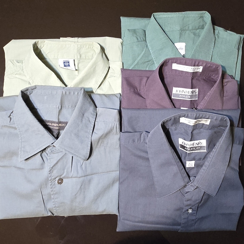 Old Navy Men's Casual Button-Down Shirts - Light Green, Teal, Purple, Blue